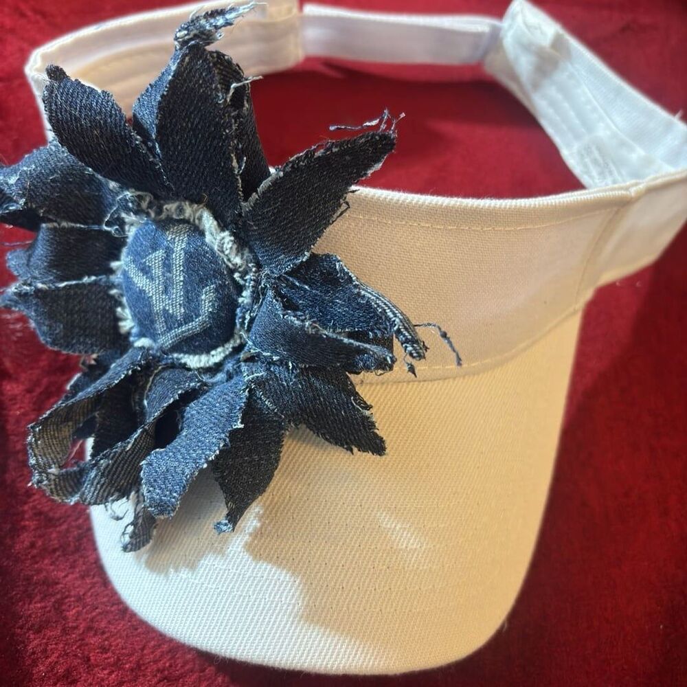 Handmade Reworked Denim Flower Visor - One of a Kind